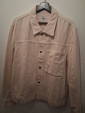 Zara Men's Cream Overshirt Jacket